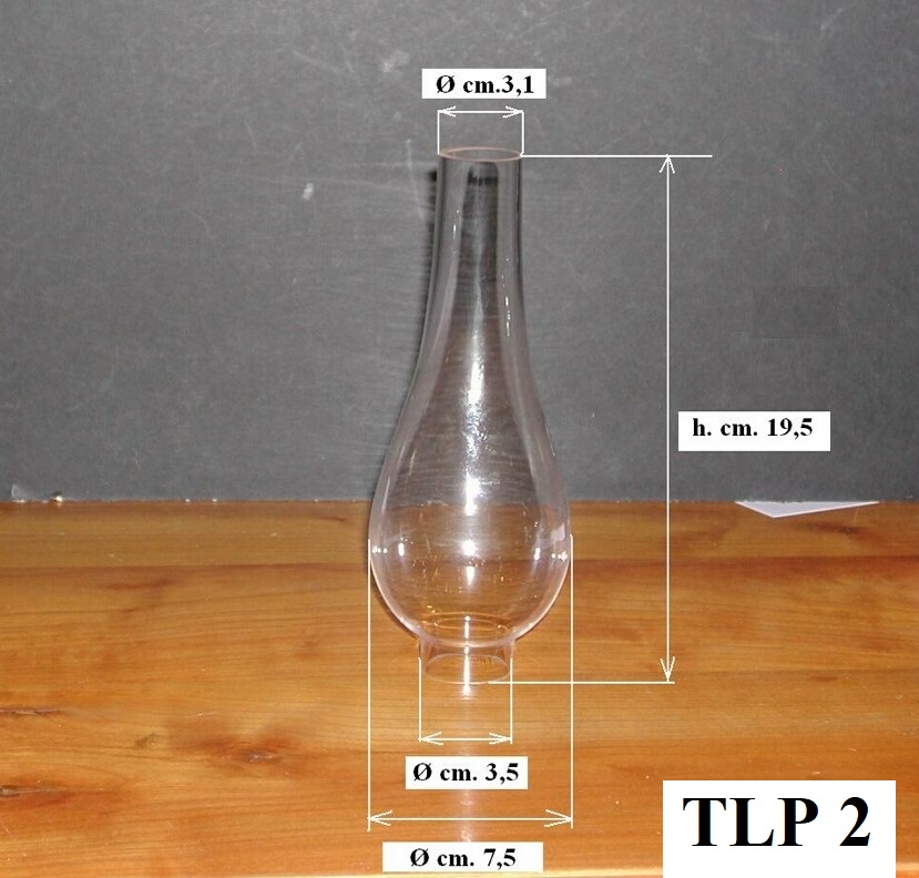 Vetro tubo ricambio canfino lampada a petrolio (mod. MARINE) - Ø