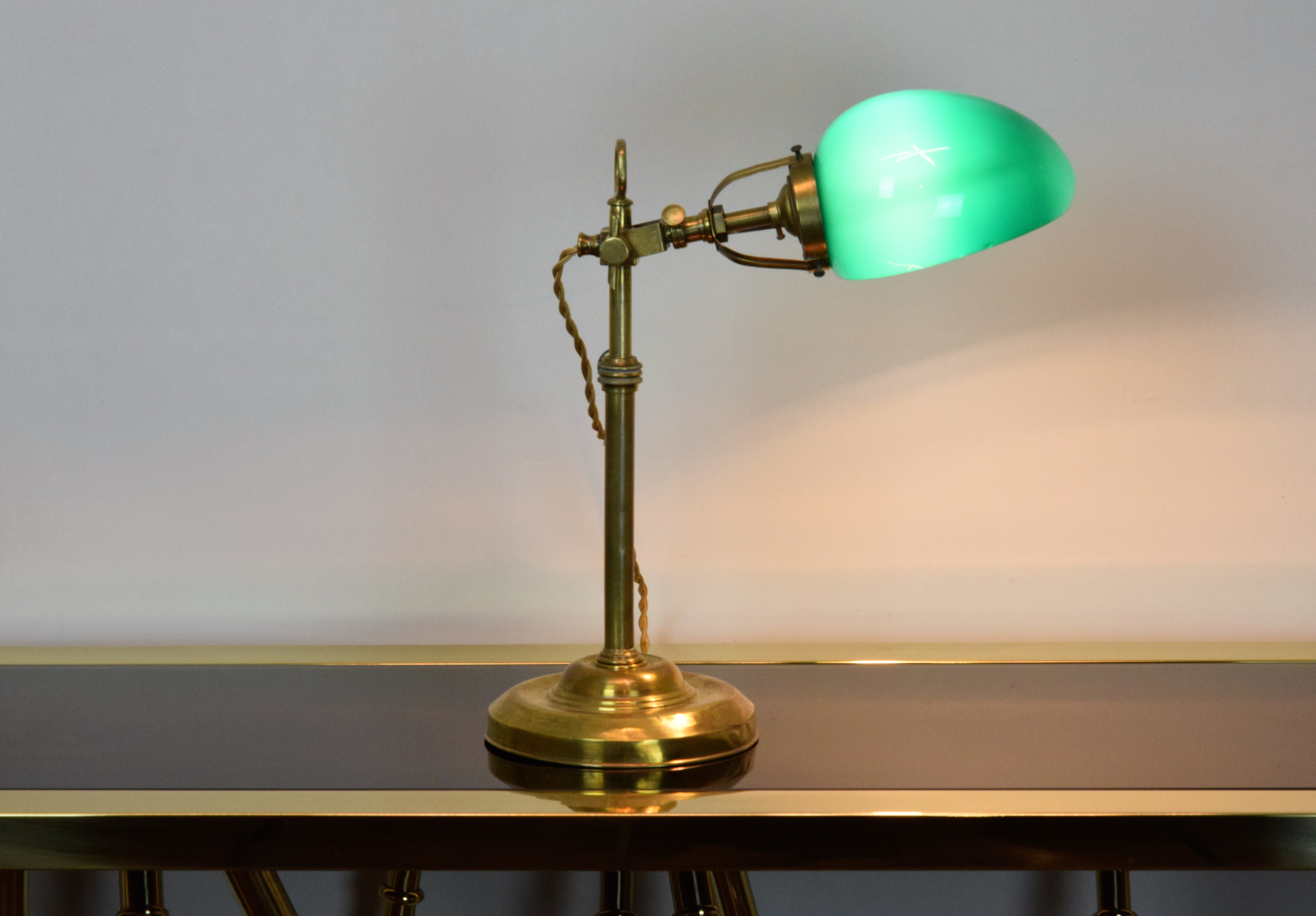 Vintage lamps: Desk lamp with green glass. art. LV 001